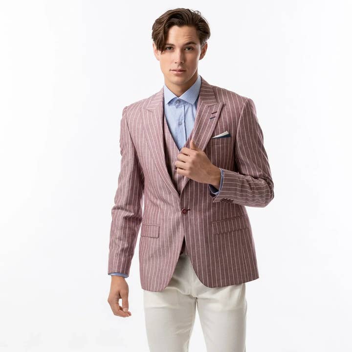 Slim Fit Blazer Light Burgundy Stripe for wholesale by Lodevole