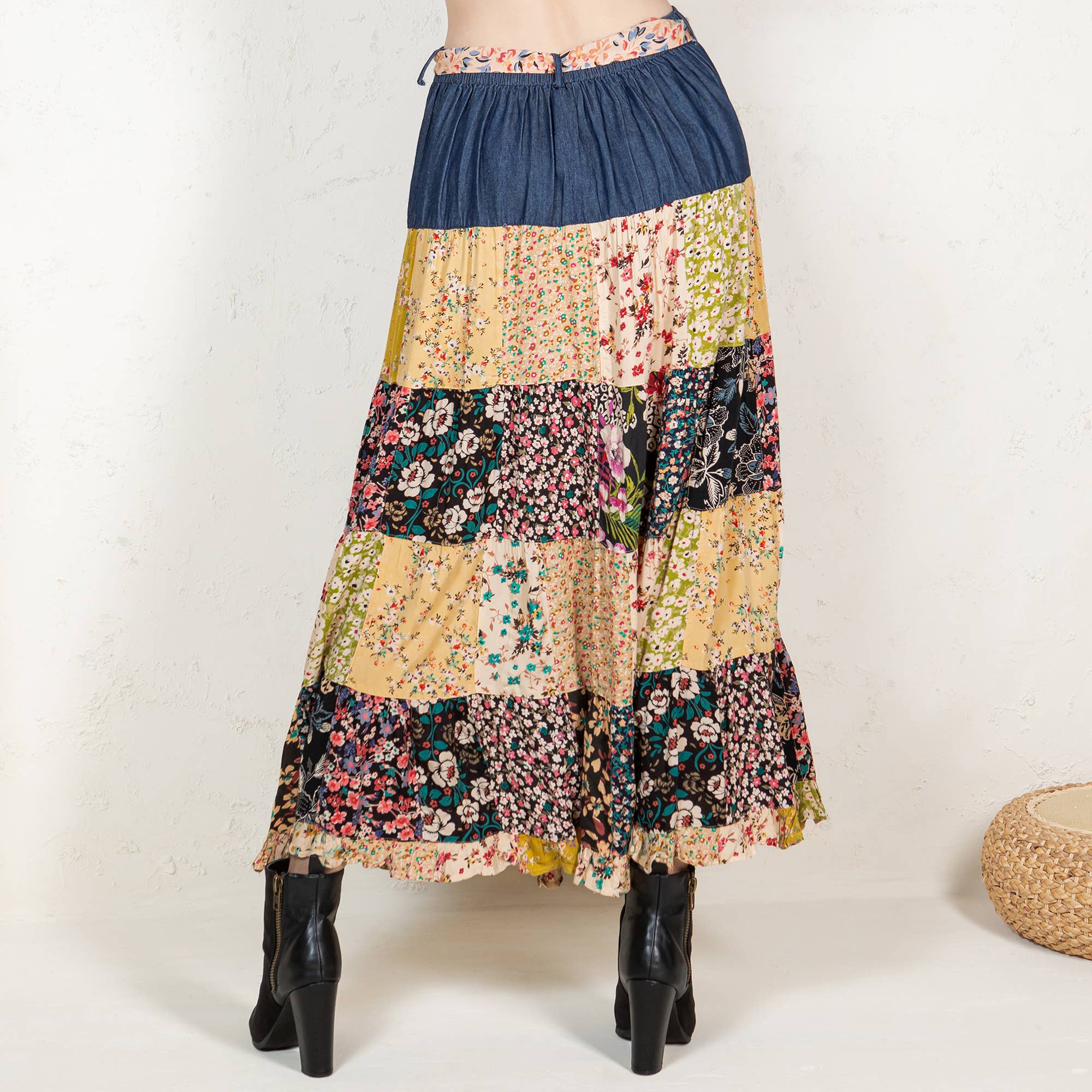 Western Boho Chic: Denim midi Skirt ALSO IN PLUS for wholesale on Faire4