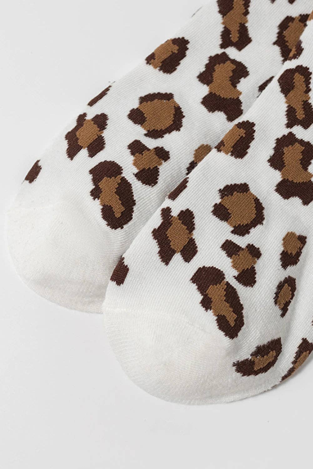 White Leopard Print Polyester Cotton Socks for wholesale on Faire4