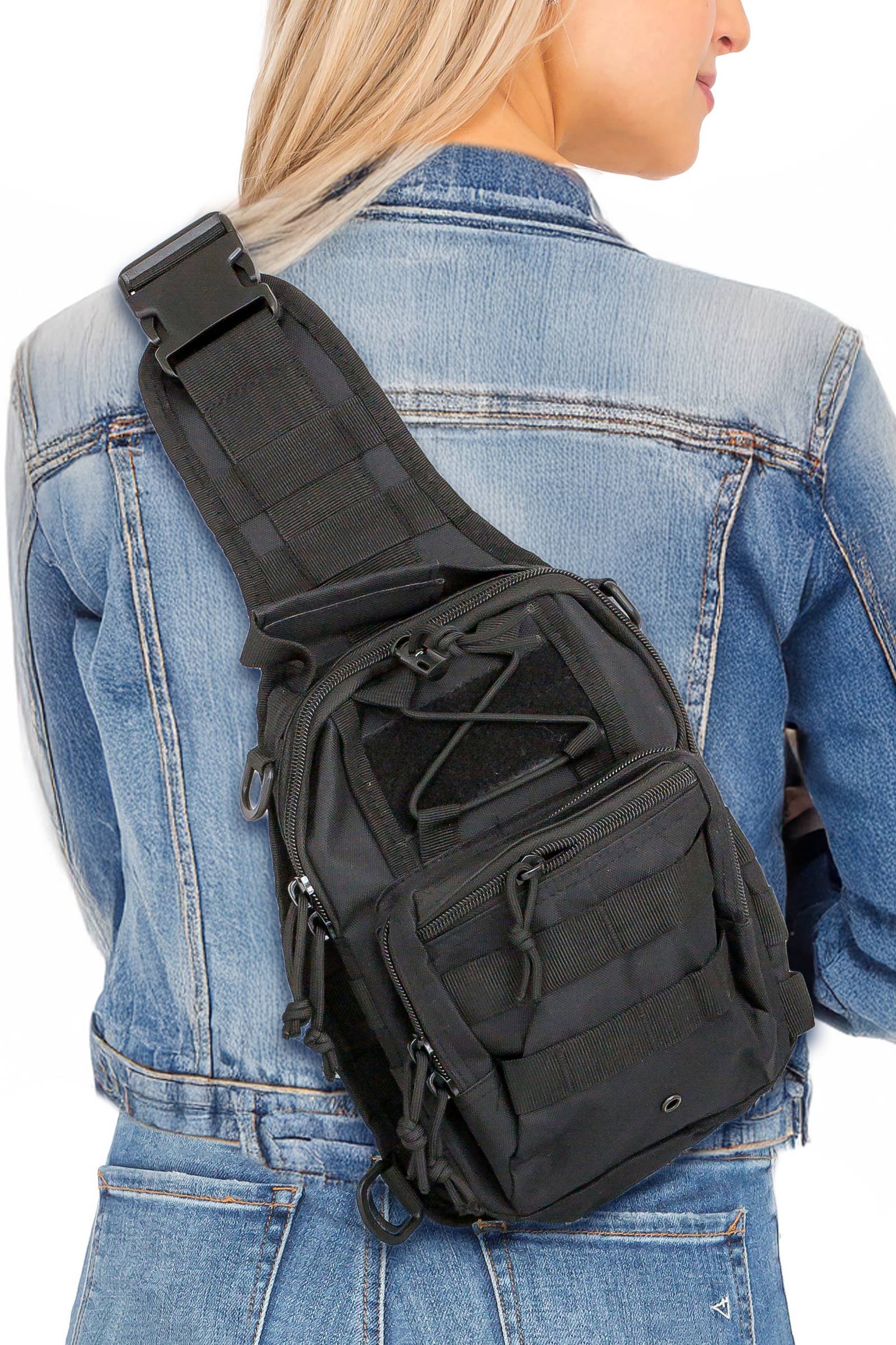 Cap Zone - Wholesale Crossbody Bag - Women's - Solid Tactical Utility Heavy Duty Durable Poly Sling Bag0