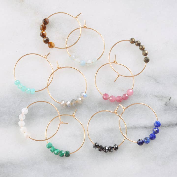 Gold Filled Gemstone 25mm Hoop Earrings for wholesale by Libby & Smee