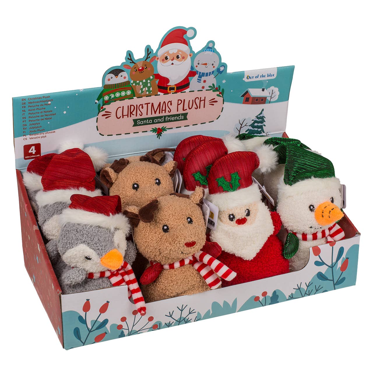 Wurm - Wholesale Gag Gift/Novelty Gift - Christmas plush, cute animals, 4-pack, 12 pieces on display5