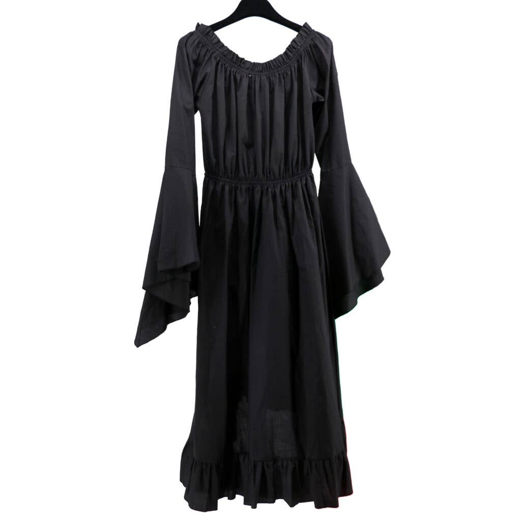 2338 - Black cotton chemise bell sleeve dress for wholesale on Faire1