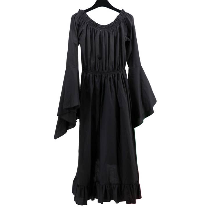 2338 - Black cotton chemise bell sleeve dress for wholesale on Faire1