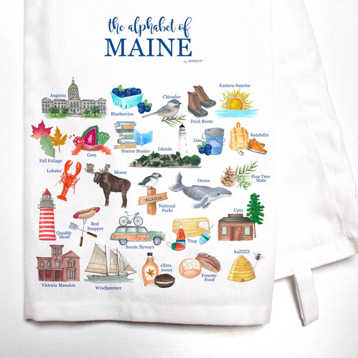 Serviette de bar alphabet du Maine pour la vente par Dishique