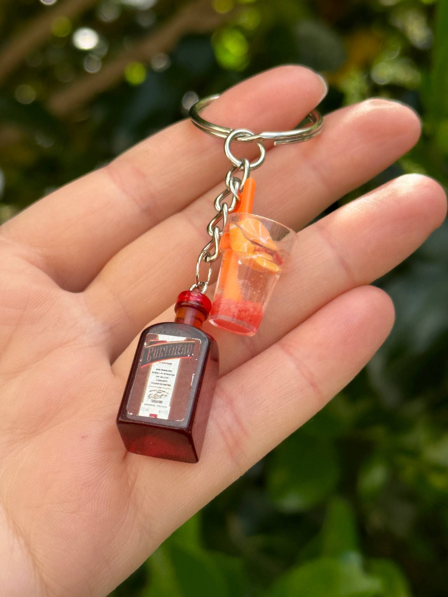 Arcfo Jewelry - Wholesale Keychain - Unisex - Mini Cointreau bottle Keychain with drink cup charms0