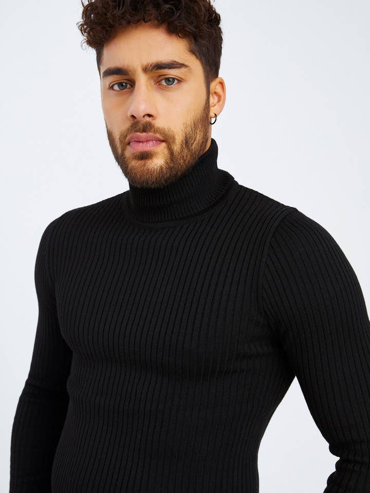 Leif Nelson GmbH - Wholesale Knit Sweater - Men's - Men's Fine Knit Turtleneck Sweater LN-167010