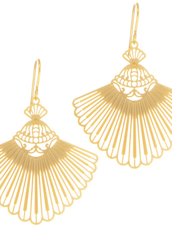 Filigree Fan Shape Earrings for wholesale by Suzie Q USA