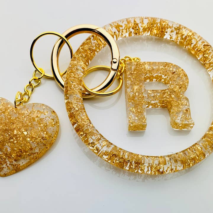 Sparkling Gold Flakes Keychain Bangle Bracelet Set for wholesale by Shop Drip Express