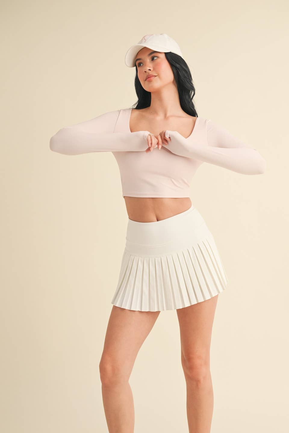 KIMBERLY C - Wholesale Athletic Top - Women's - Balletcore Long Sleeve Square Neck Top76