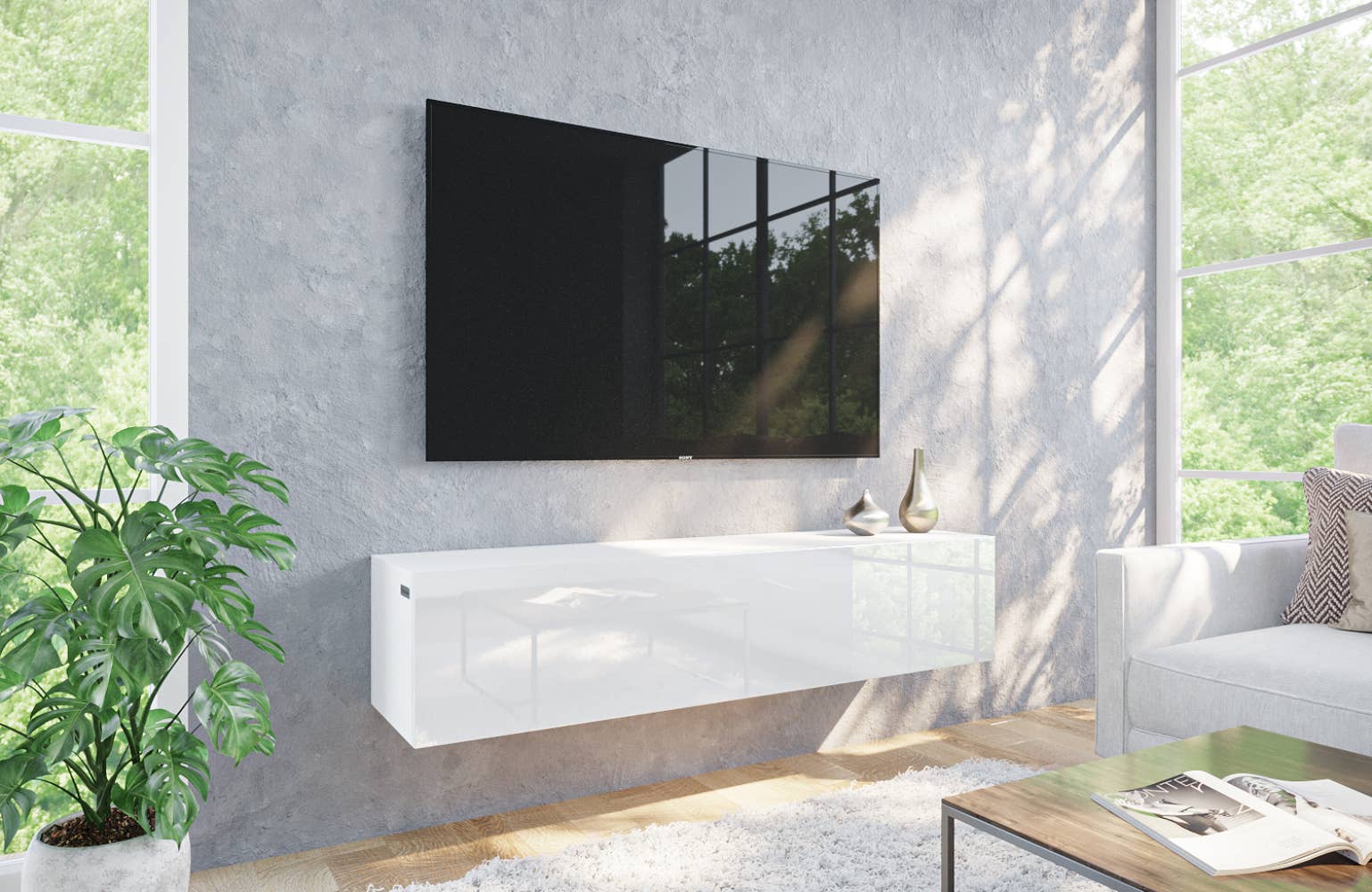 PLATAN ROOM - Wholesale Console Table - TV Cabinet TV Stand 140 cm Hanging or Standing0