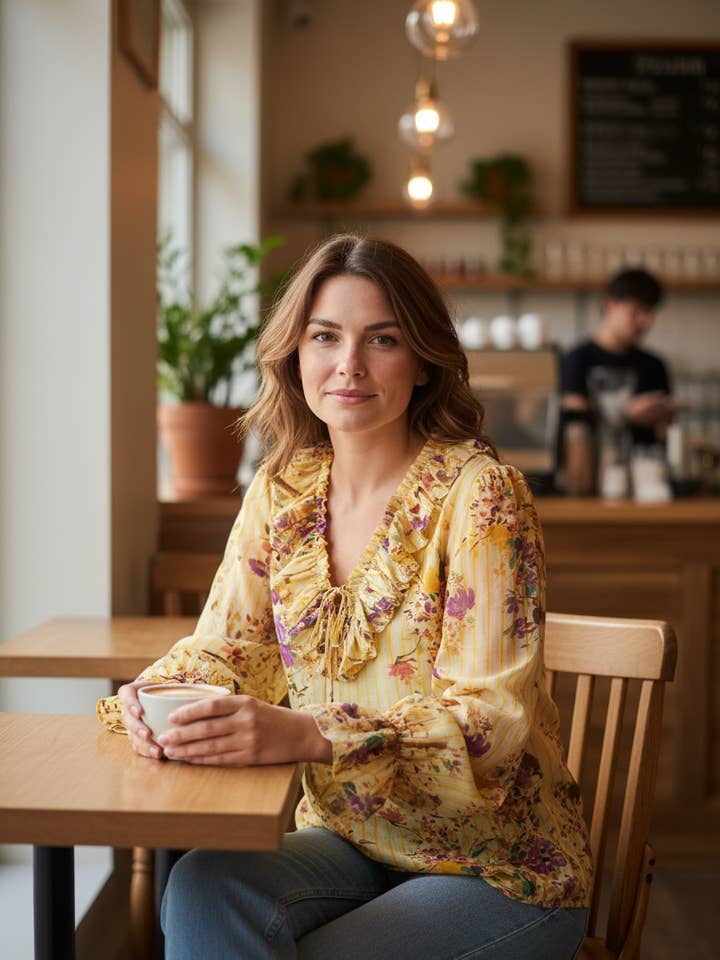 7182 COTTON FLORAL SHIRT for wholesale by LINEN & COTTON HOUSE