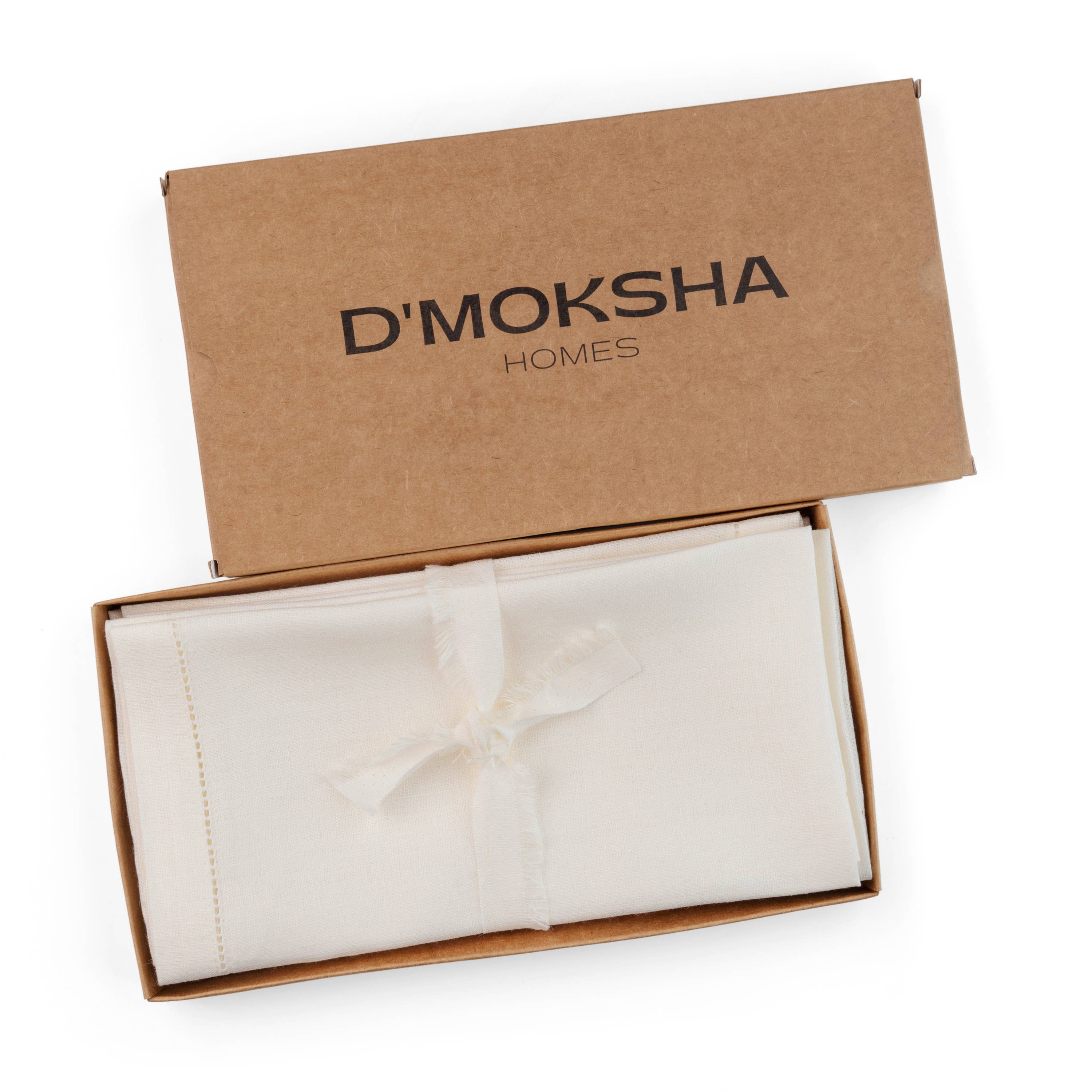 D'Moksha - Wholesale Dinner & Cloth Napkin - Ivory Linen Dinner Napkins 20 x 20 Inch - Hemstitch3