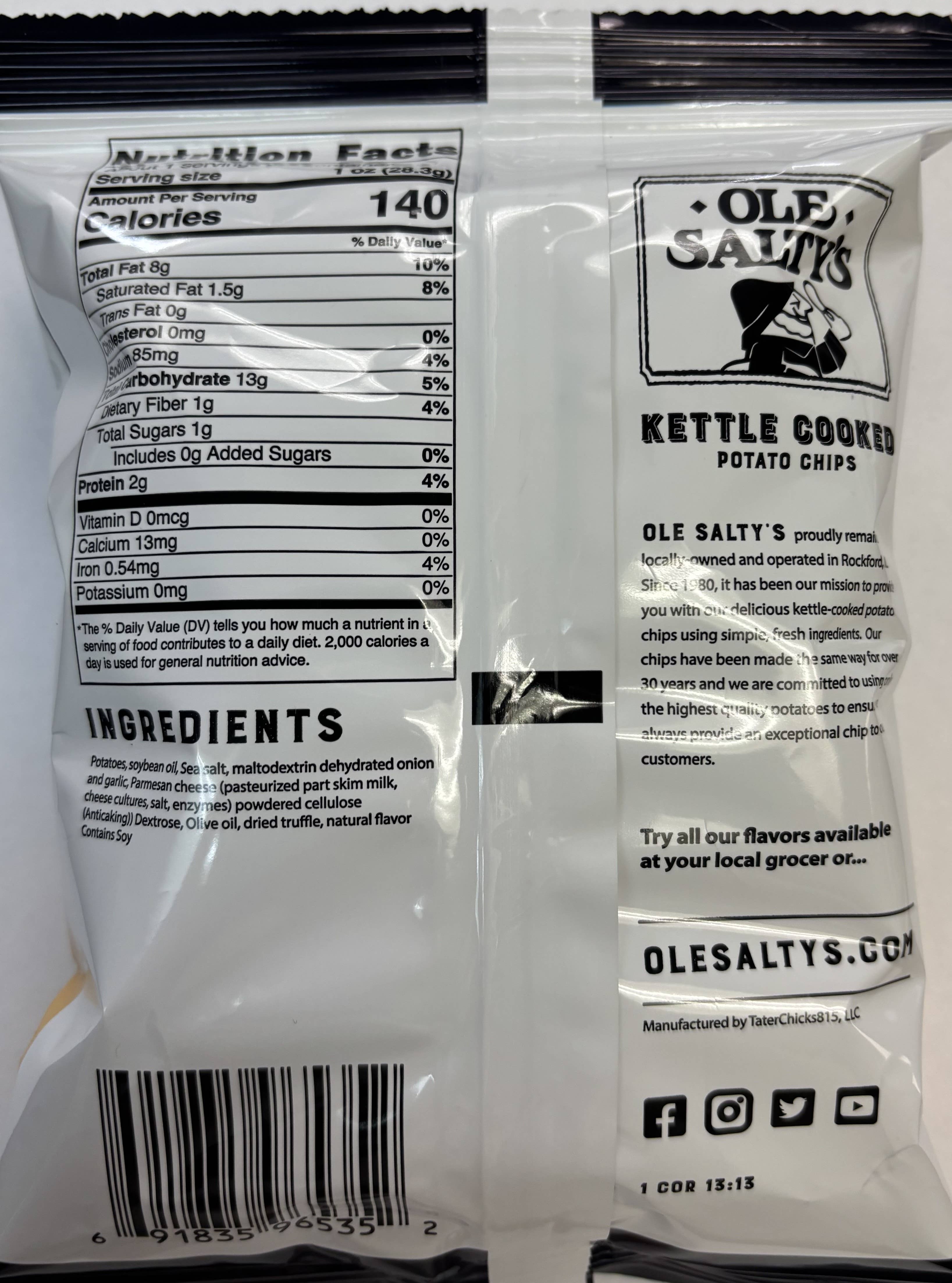 Ole Salty's - Wholesale Chips - 1.25oz Parmesan Truffle Kettle Cooked Potato Chips1