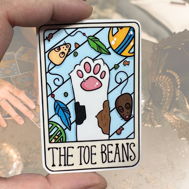 Tarotkarte „The Toe Beans“, glänzender Vinylaufkleber für den Großhandel von familiar sadie