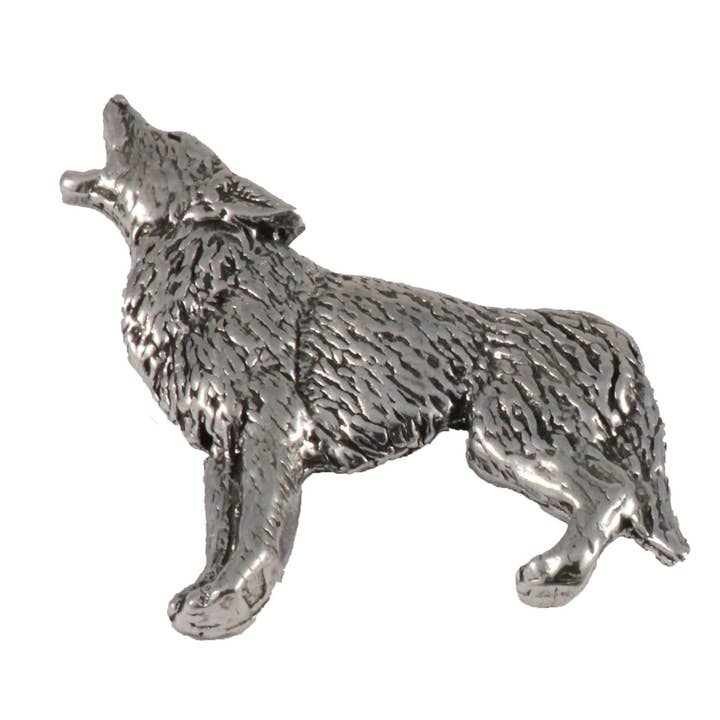 Creative Pewter Designs - Wholesale Lapel Pin/Button - Coyote Howling Full Body Pewter Lapel Pin or Magnet M0461