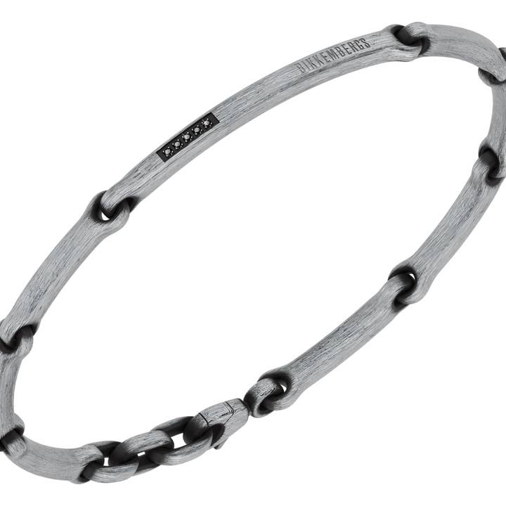 Bracelet BIKKEMBERGS en acier martelé avec diamants pour la vente par BIKKEMBERGS