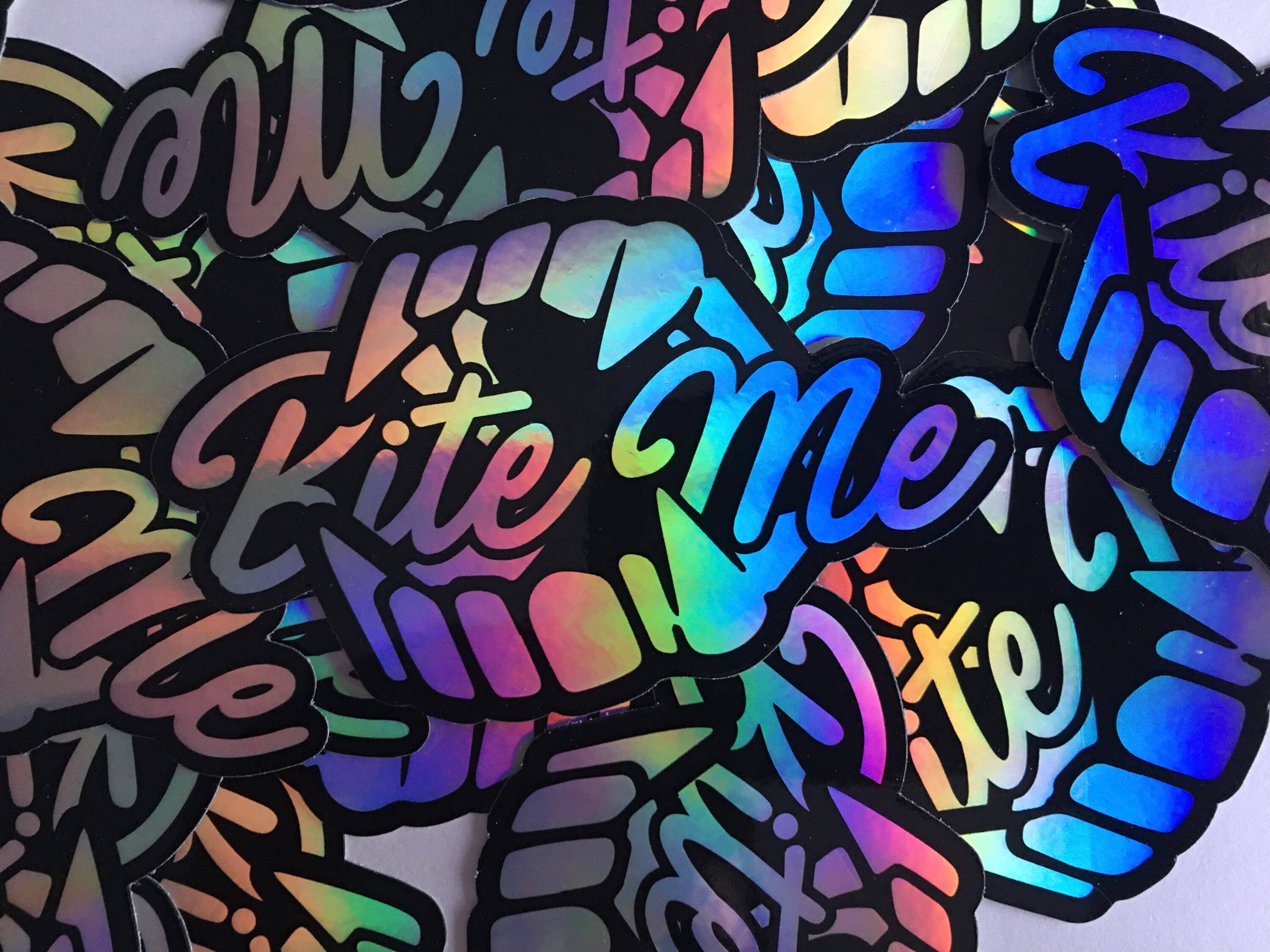 Fox and Brambles - Wholesale Sticker - Bite Me Sticker. Holographic Vinyl Sticker.3