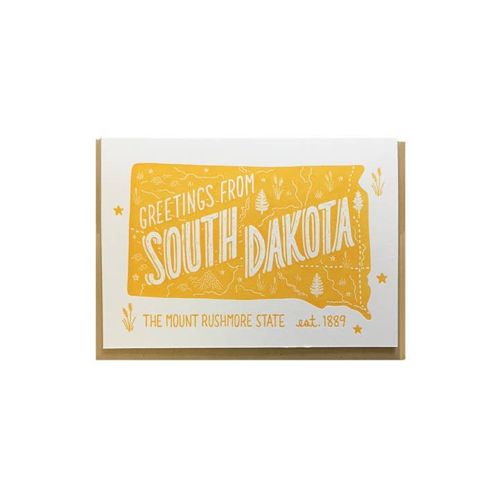 Biglietto d'auguri del South Dakota per la vendita all'ingrosso da parte di Noteworthy Paper & Press