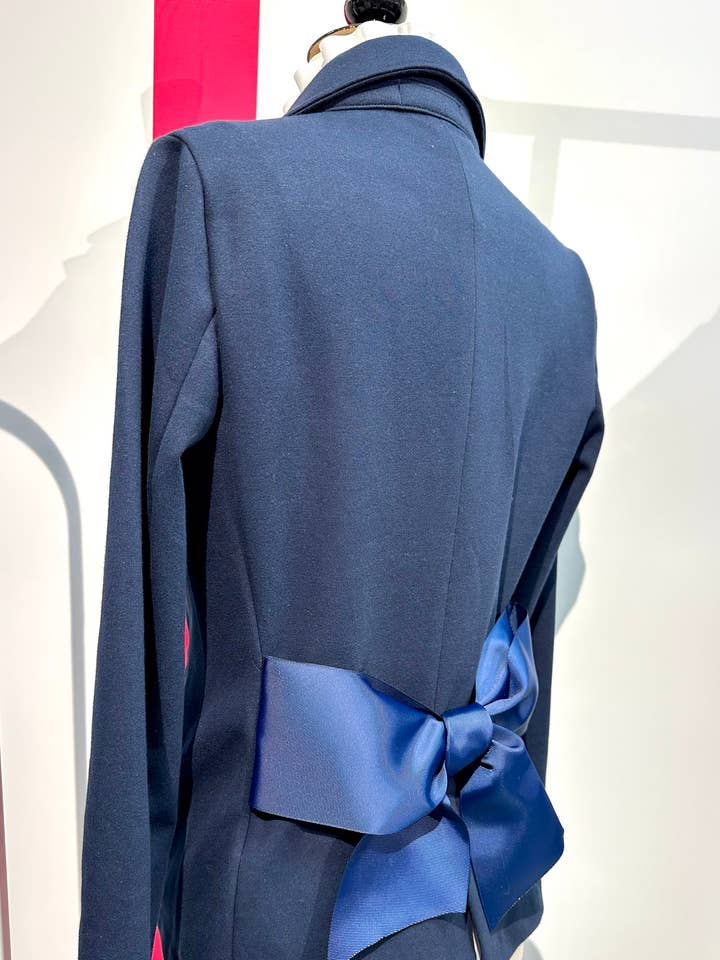 Naomi Bow Blazer - Navy w Navy Ribbon for wholesale by Pearly Vine