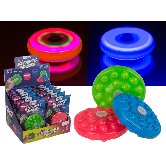Out of the blue KG - Wholesale Fidget Toy - Kids - Ufo Popper Spinner, with LED (incl. batteries)0
