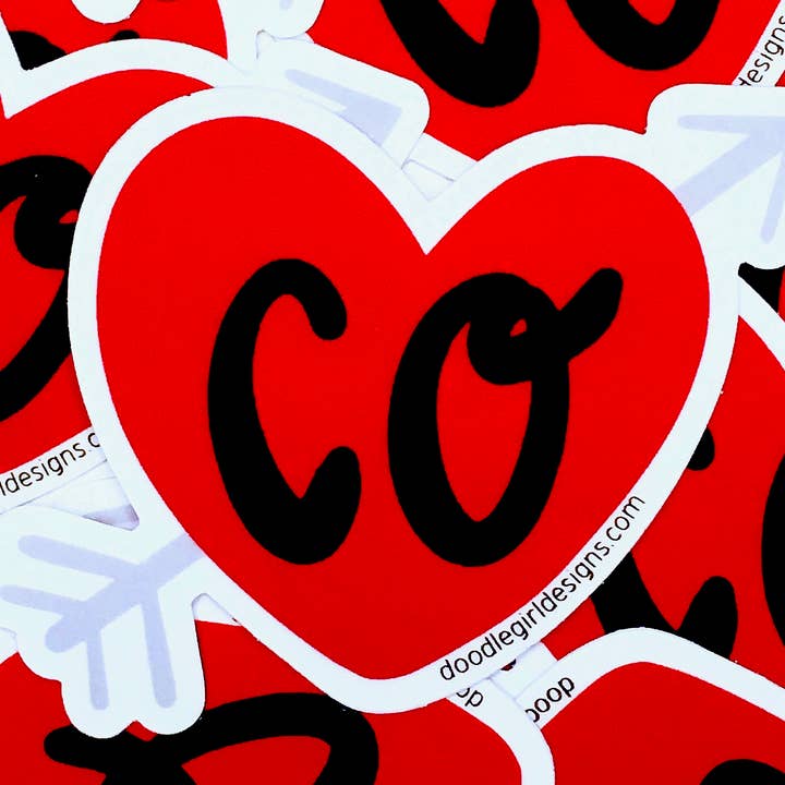 CO Heart Sticker for wholesale by DoodleGirl Designs