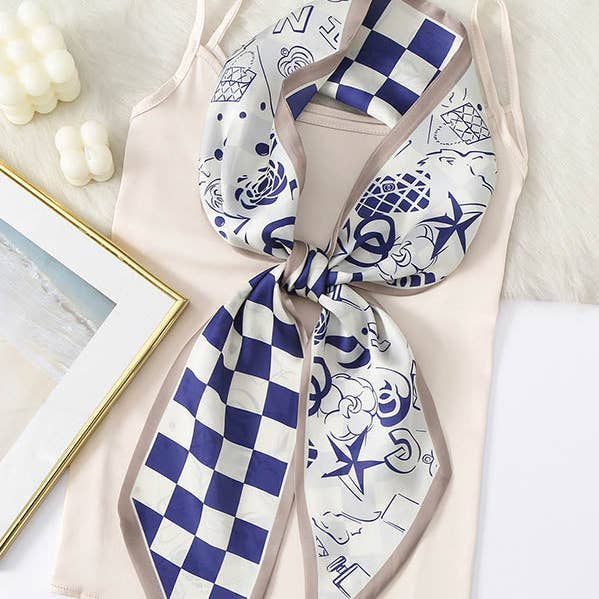 Plaid Printed Hair Band Scarf for wholesale by Sheer Trend