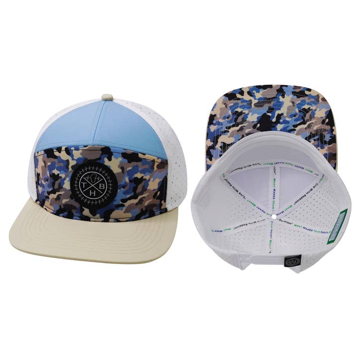 **Youth** Color Vibes Hat | Flat Bill | Sky Camo - Cream for wholesale by The Heartbeat Brand