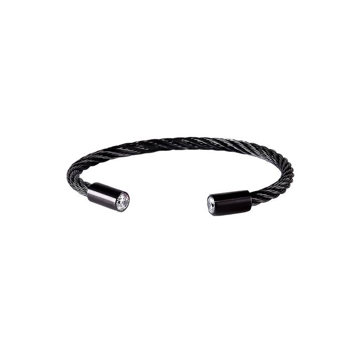 BG002B B.Tiff Bracelet Jonc Câble Classique Noir pour la vente par B.Tiff