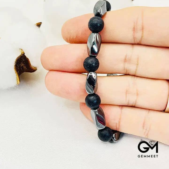 GemMeet - Vendita all'ingrosso Bracciale con perline - Bracciale Set Elastico da Uomo con Pietra Lavica e Perline4
