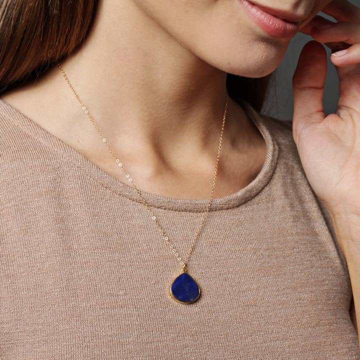 Gemstone Drop Pendant Gold Necklaces for wholesale by Soul & Little Rose