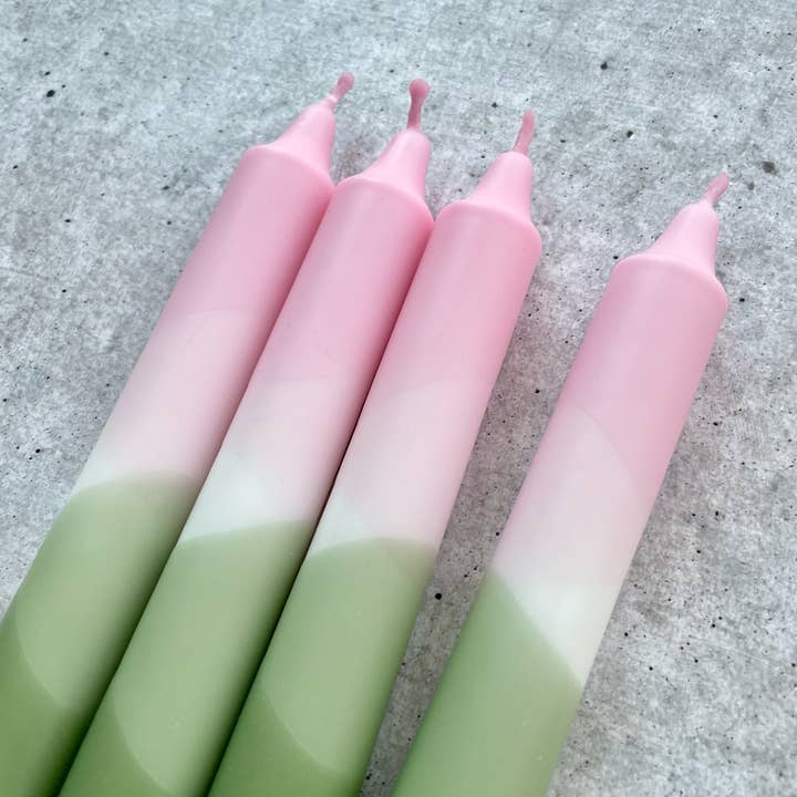 Wolkenreich - Wholesale Tapered Candle/Candlestick - Dip dye candles | olive-pink | set of 41