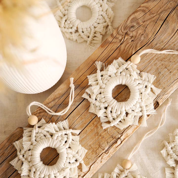 The Frenchie Knot - Wholesale Ornament - macrame snowflake christmas ornaments0