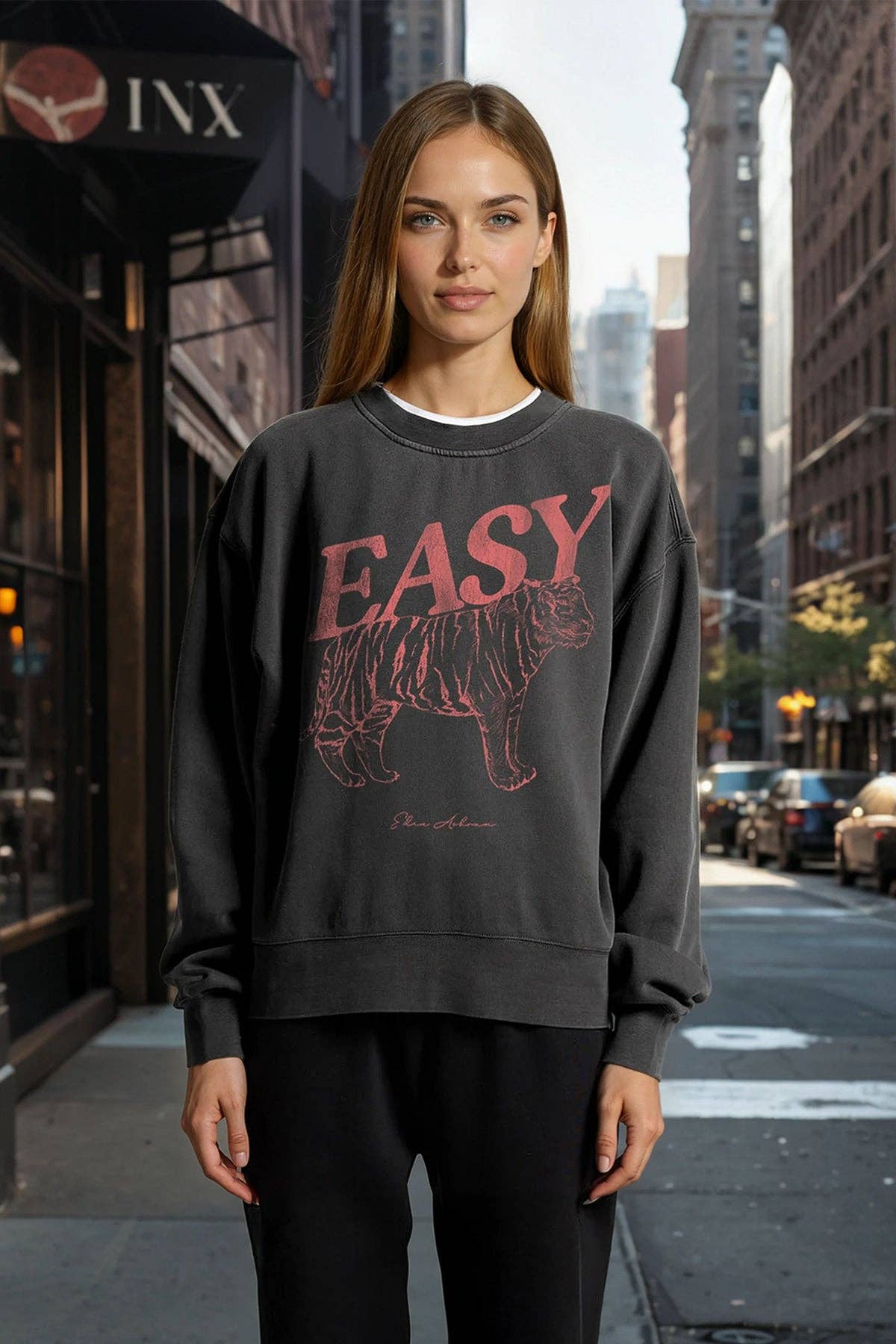 Eden Ashram - Wholesale Graphic Sweatshirt - Women's - Easy Tiger Faded Sweatshirt2