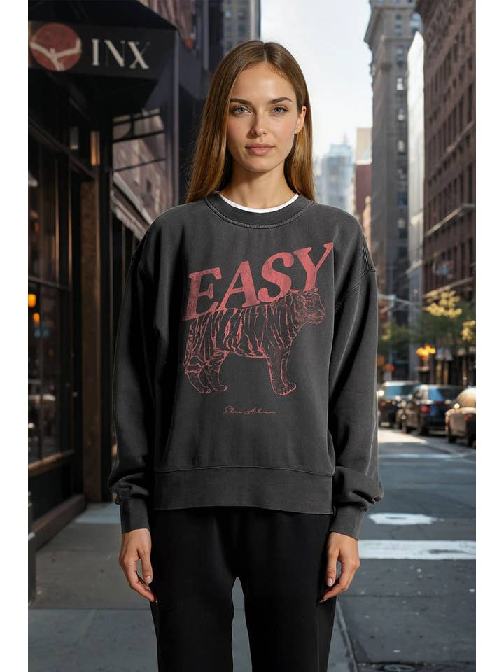 Eden Ashram - Wholesale Graphic Sweatshirt - Women's - Easy Tiger Faded Sweatshirt2