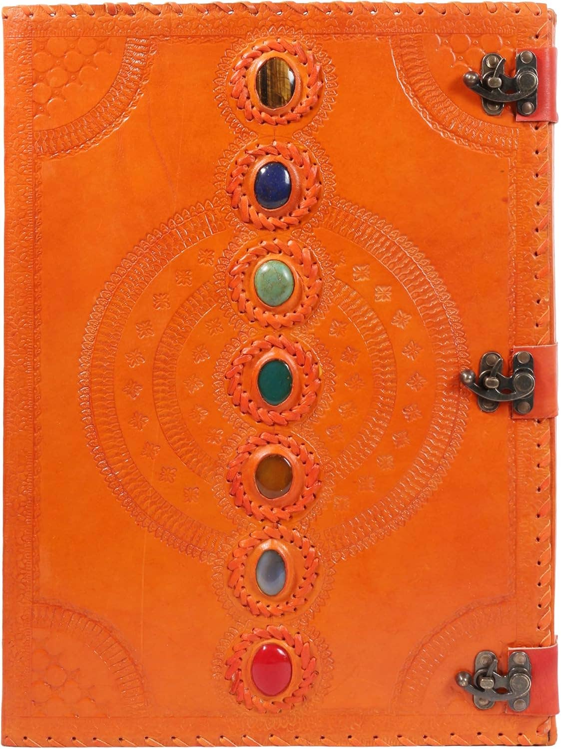 Tuzech Leather - Wholesale Journal/Diary - Seven Chakra Leather Journal – Handmade Embossed Diary 13"34