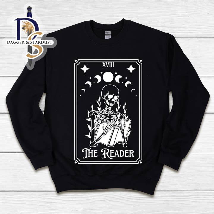 The Reader Tarot Style Bookish Sweatshirt for wholesale by Dagger & Stardust Co
