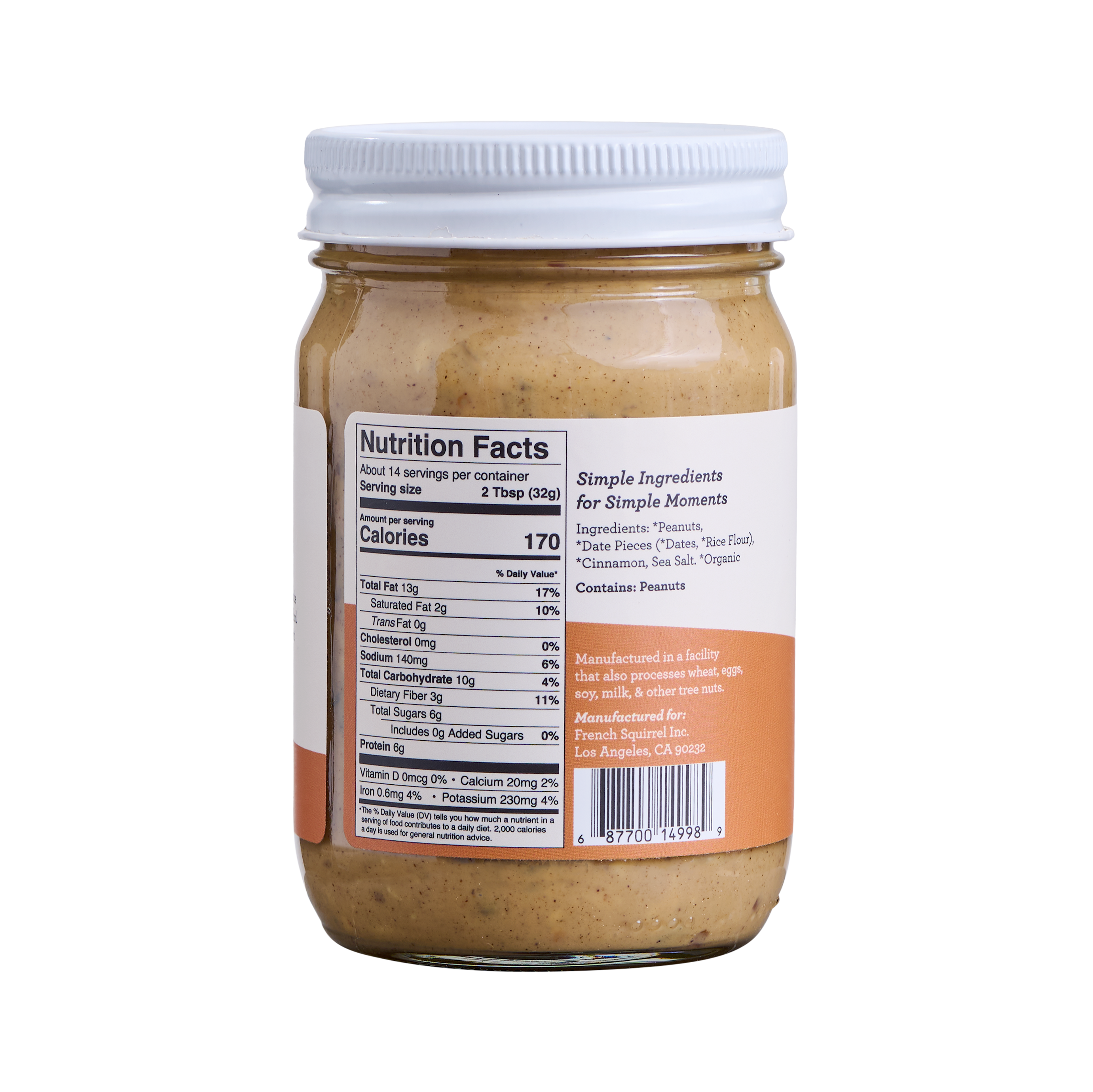 French Squirrel - Wholesale Nut Butter - Beurre: Crunchy Date Peanut Butter (12 JARS)1
