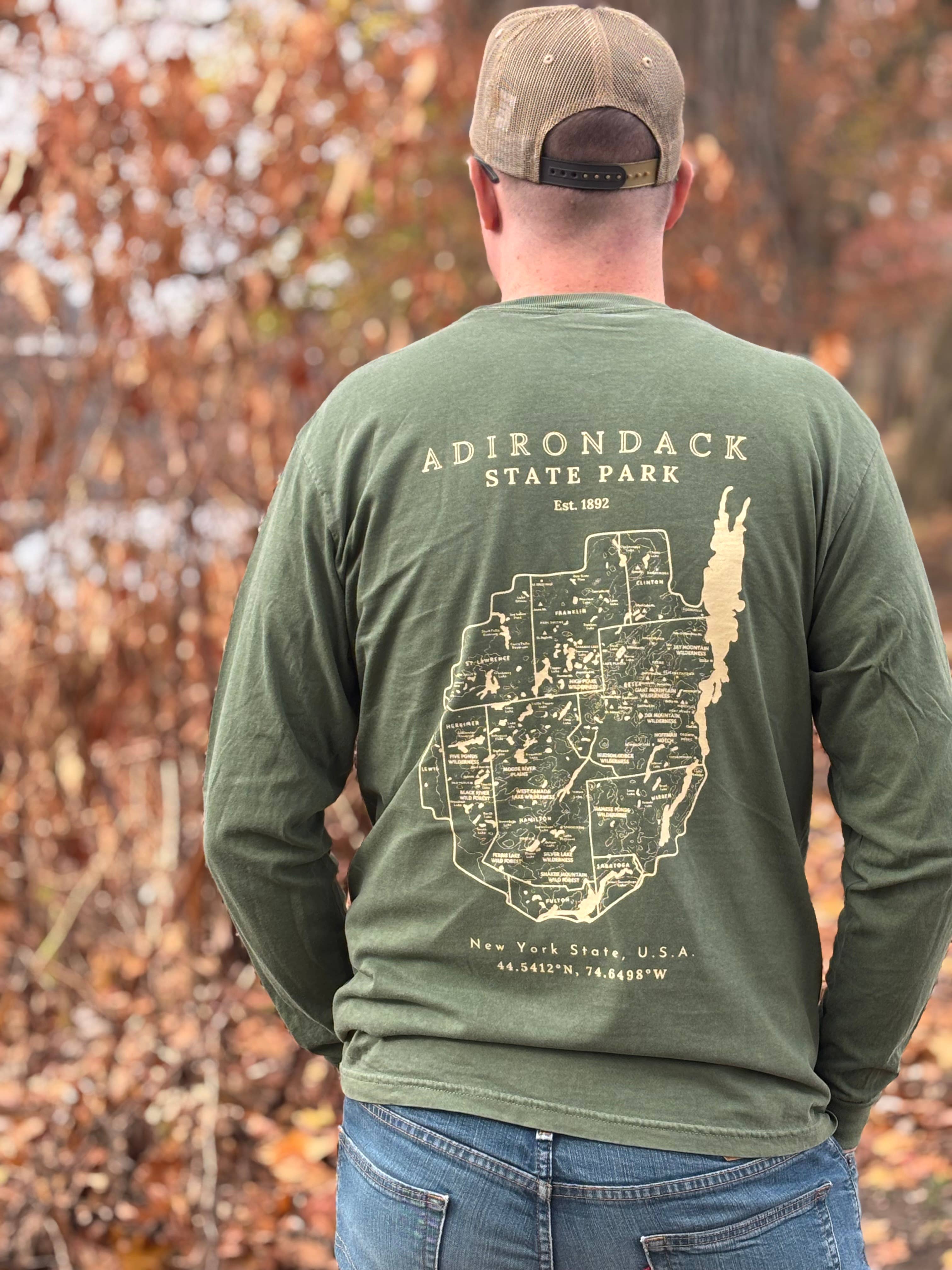 Just Wandering Co. - Wholesale Screen Printed T-Shirt - Women's - Adirondack Park Long Sleeve Shirt | Plattsburgh, New York |3