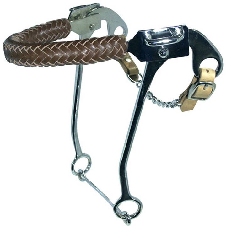Hackamore Braided Leather Nose Bit 9" Shanks with Curb for wholesale by Intrepid International