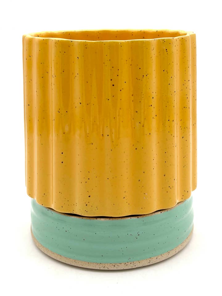 5" Planter with Drainage in Yellow Aqua for wholesale by KEENE GOODS