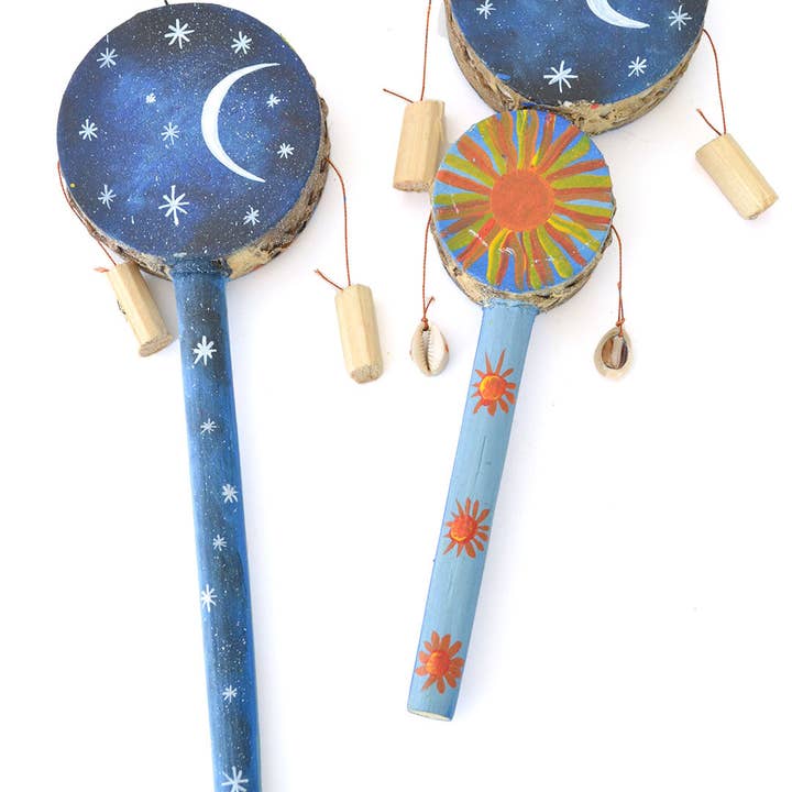 African Modern - Wholesale Musical Toy - Kids & Baby - Single Sun and Moon Design Spin Drum2