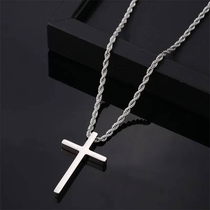 Sweet Cherry Sky - Wholesale Pendant/Charm Necklace - Mens Stainless Steel Cross Necklace Silver or Gold