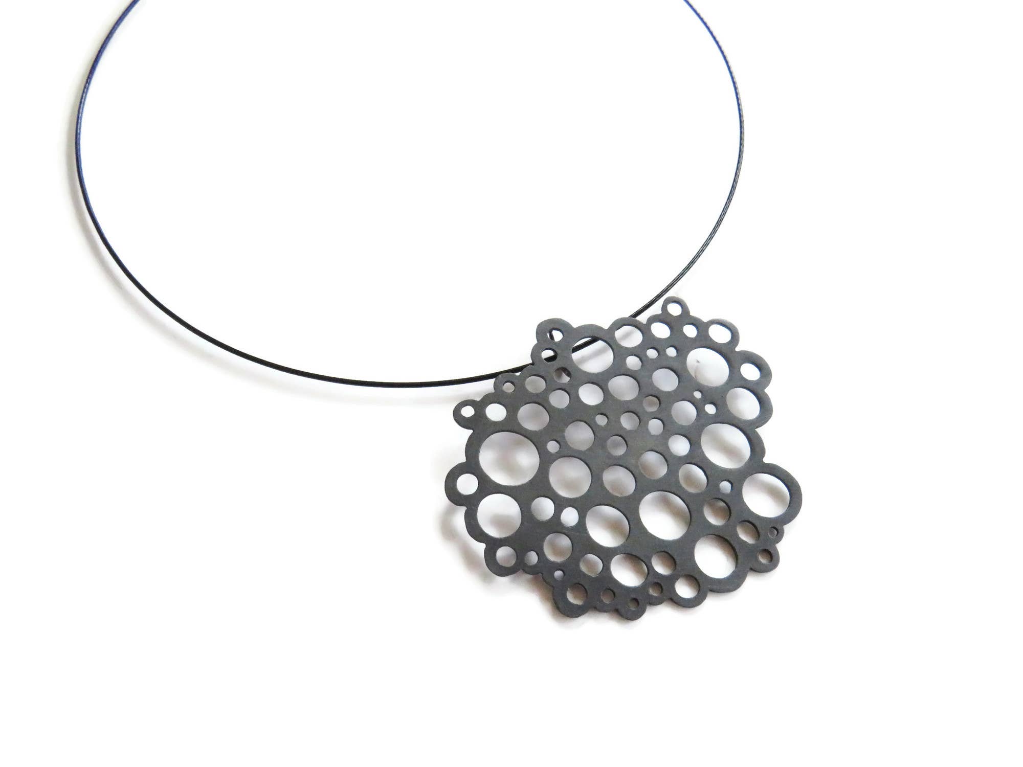 Kimya Joyas - Wholesale Pendant/Charm Necklace - Large Circles Oxidized Silver Pendant, Contemporary Pendant5