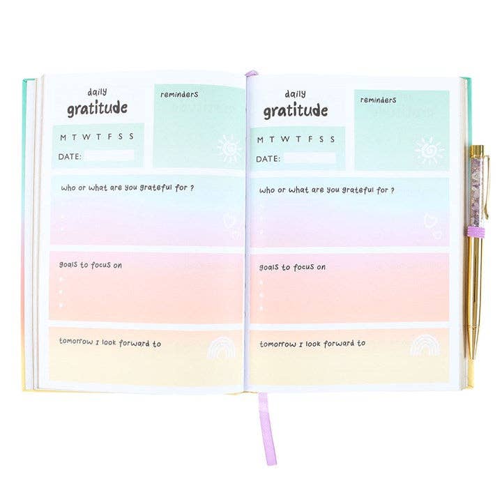 Something Different Wholesale - Wholesale Journal/Diary - Multicoloured Gratitude Journal with Amethyst Pen5