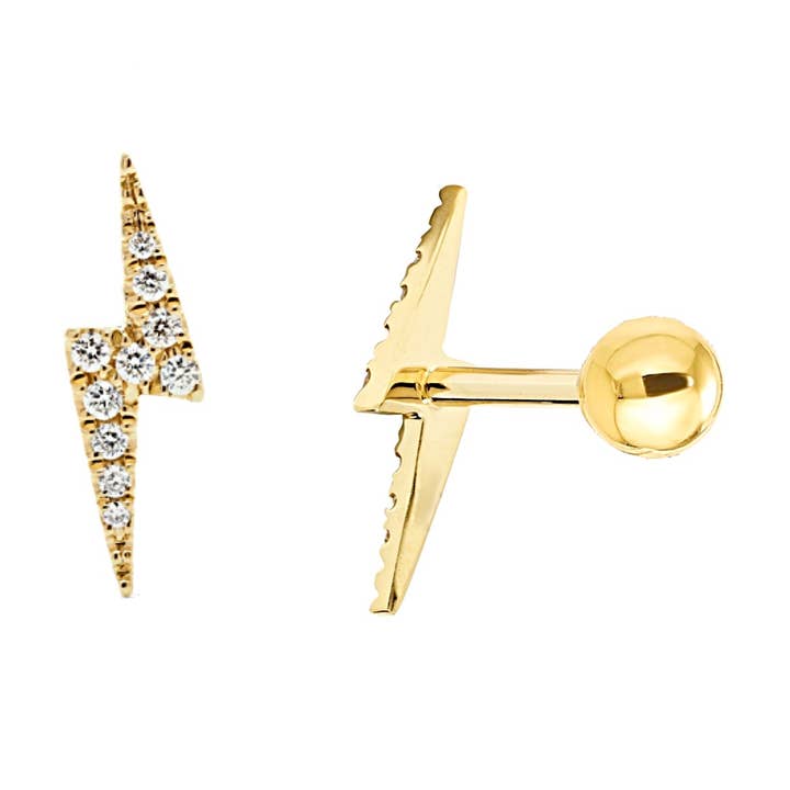 Lighting Bolt Screw Flat Back Earrings for wholesale by KIKICHIC