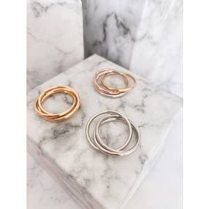 Charmin's Ringen - Wholesale Band/Stacked Ring - R1066 Rolling Anxiety Fidget Ring Gold