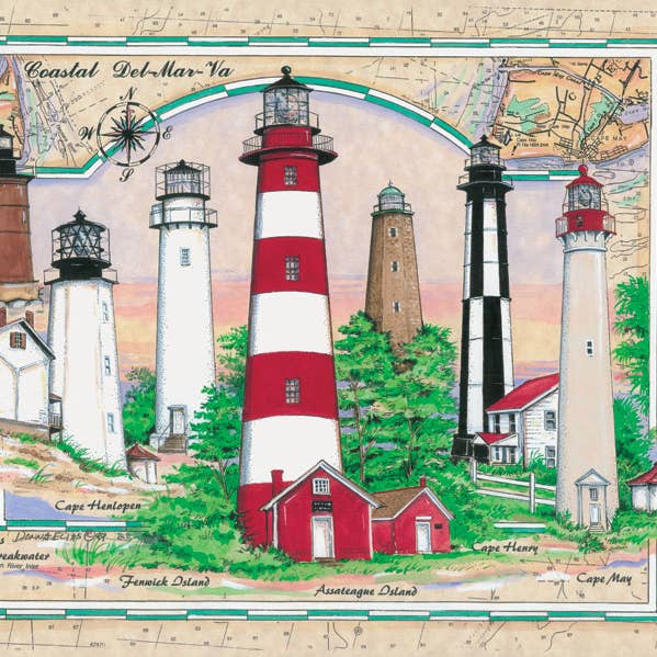 Coastal Lighthouses of DelMarVa1000 Piece Puzzle for wholesale by Heritage Puzzle