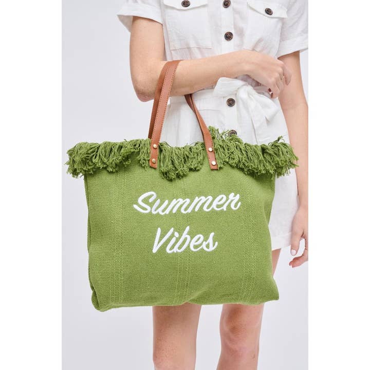 Urban Expressions - Wholesale Beach Bag - Summer Vibes Fringe Beach Tote21