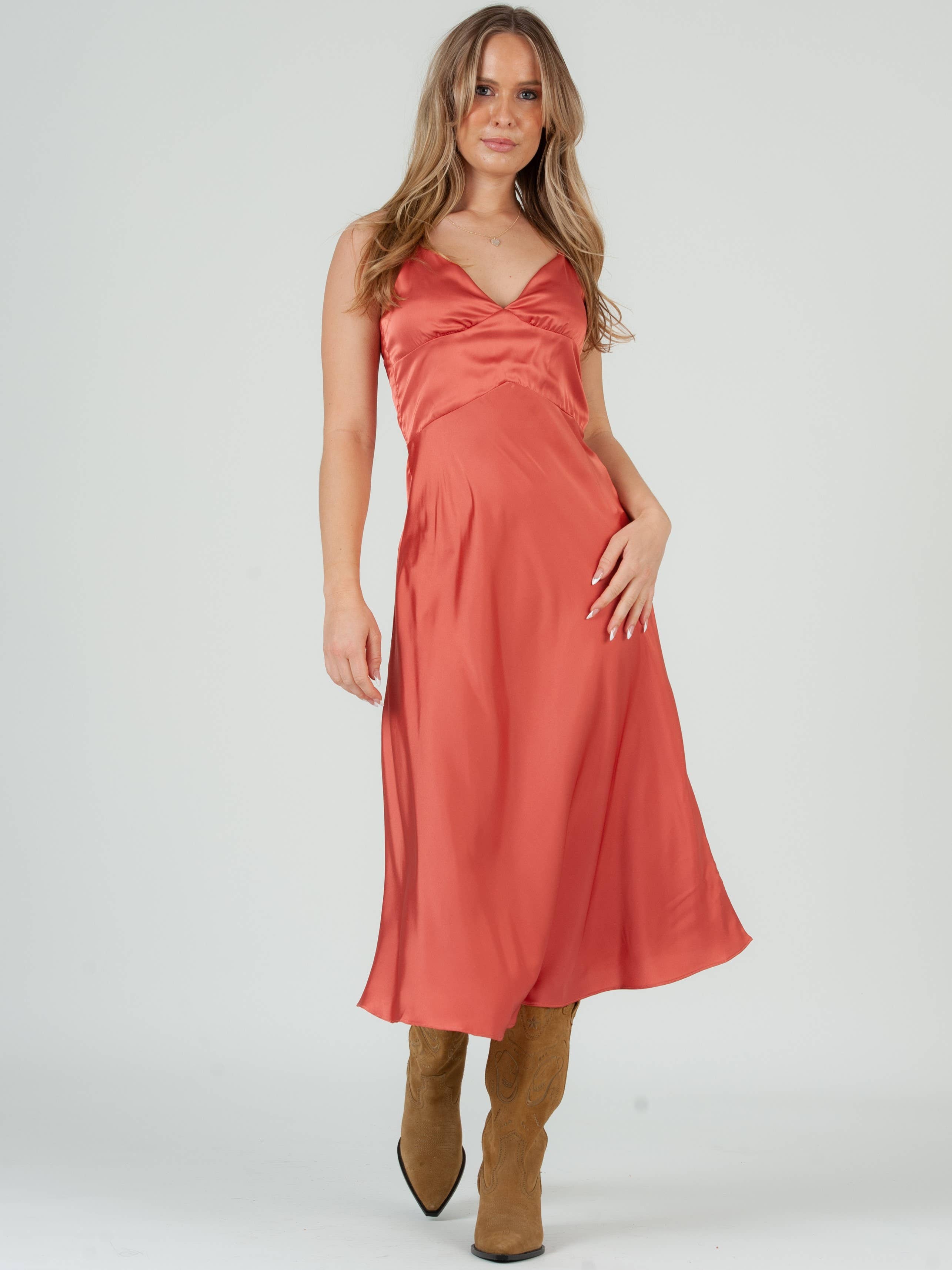 Lucca Couture - Vente Robe – femme - Robe nuisette midi en satin Pré-automne2